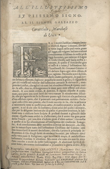 Institutione della Religion Christiana di Giovanni Calvino, edizione 1557 in Italiano tradotta per Giulio Cesare Paschali