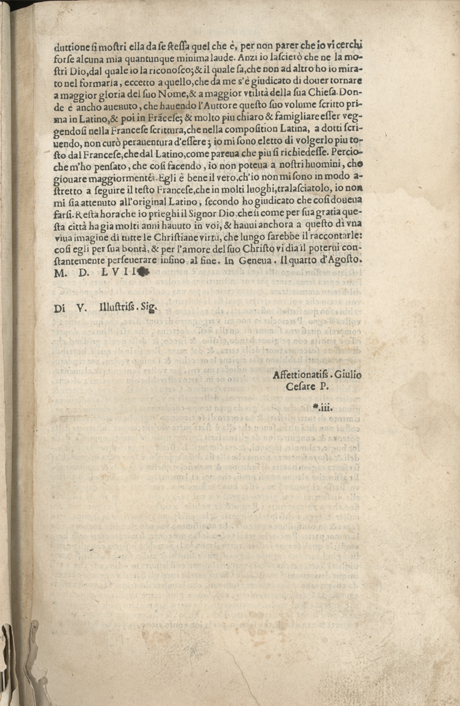 Institutione della Religion Christiana di Giovanni Calvino, edizione 1557 in Italiano tradotta per Giulio Cesare Paschali