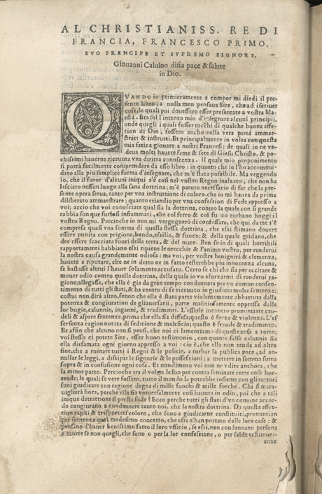 Institutione della Religion Christiana di Giovanni Calvino, edizione 1557 in Italiano tradotta per Giulio Cesare Paschali