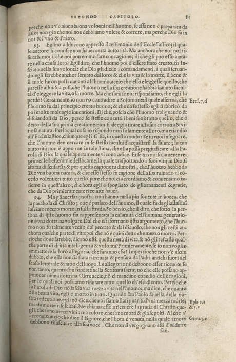 Institutione della Religion Christiana di Giovanni Calvino, edizione 1557 in Italiano tradotta per Giulio Cesare Paschali