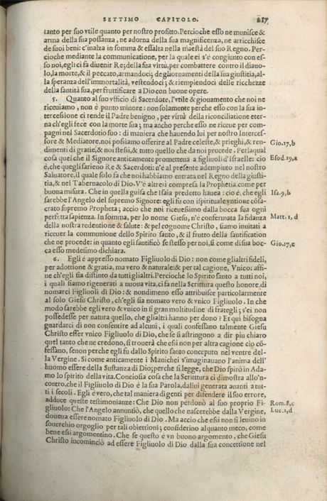 Institutione della Religion Christiana di Giovanni Calvino, edizione 1557 in Italiano tradotta per Giulio Cesare Paschali