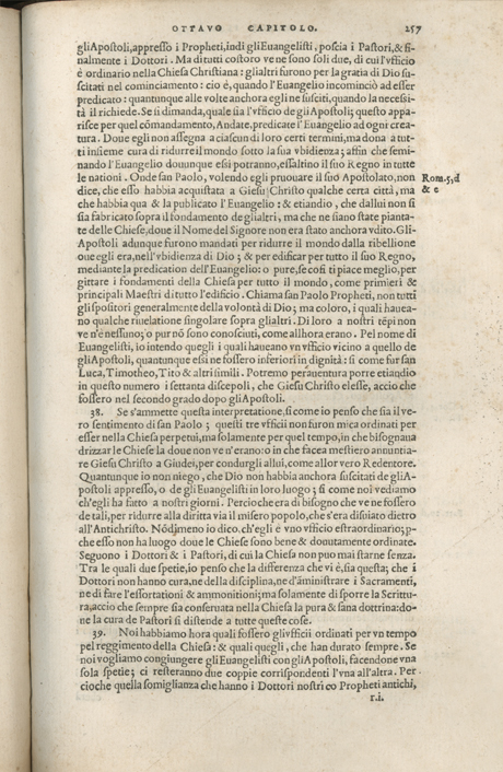 Institutione della Religion Christiana di Giovanni Calvino, edizione 1557 in Italiano tradotta per Giulio Cesare Paschali