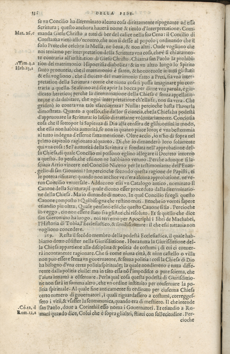 Institutione della Religion Christiana di Giovanni Calvino, edizione 1557 in Italiano tradotta per Giulio Cesare Paschali
