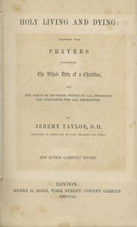 Title Page of Holy Living and Dying by Jeremy Taylor (Sermon and exhortations on Christian Living)
